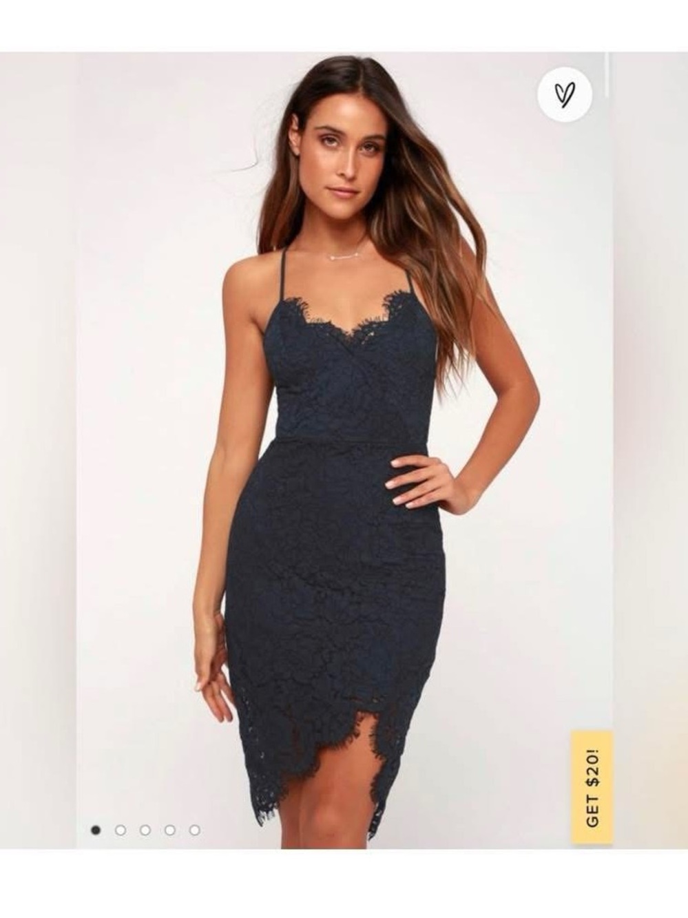 Lulu's Navy Lace Spaghetti Strap Mini Dress